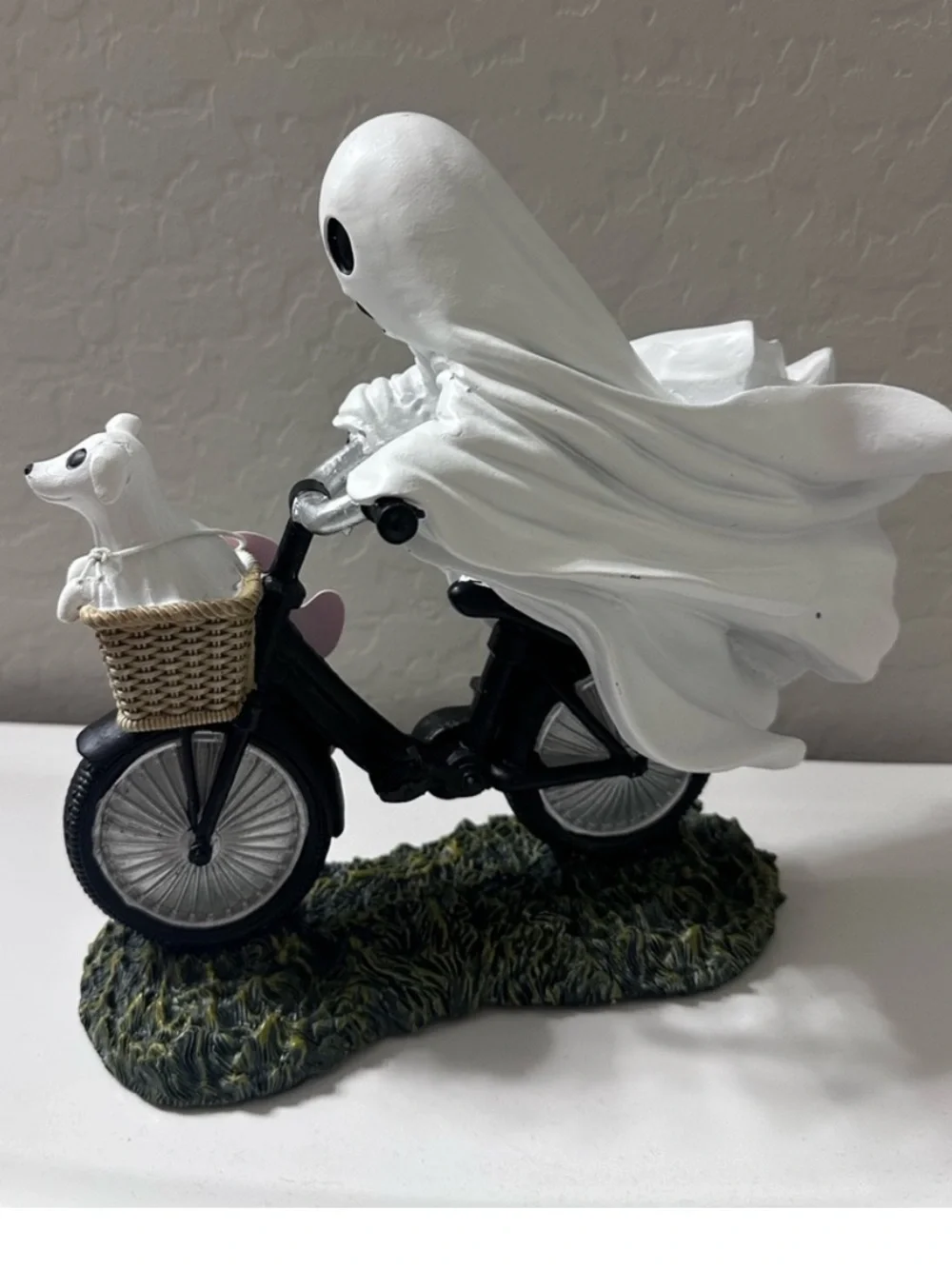 Goblin & Ghoul Ghost Riding Bicycle with Ghost Dog Halloween Figurine